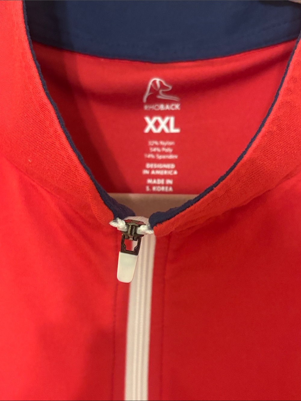 Rhoback Red Quarter-Zip Pullover with Navy Trim XXL - Picture 2 of 4